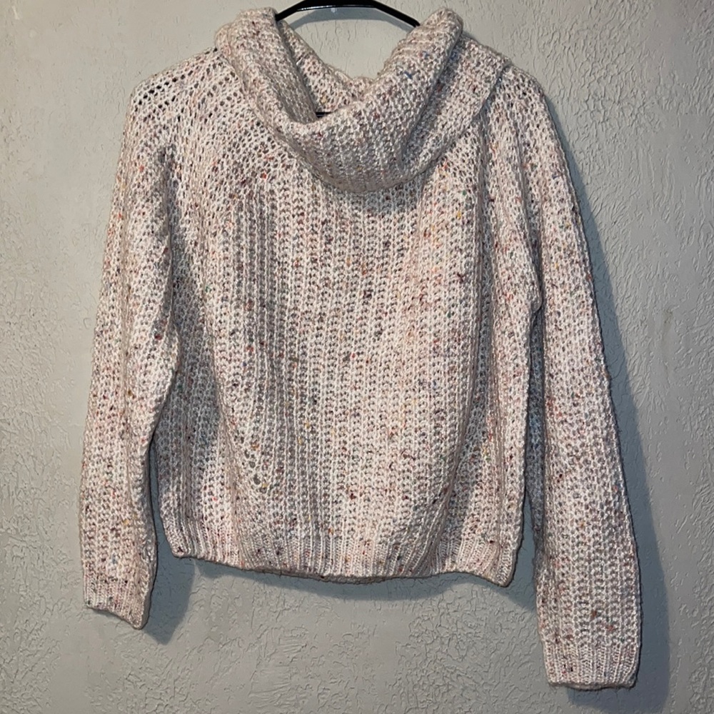 NWT Long Sleeve Crocheted Cowl Neck Sweater for Women with Multi-Color Specks